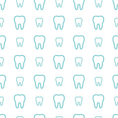 Teeth on white background. Vector dental seamless pattern.