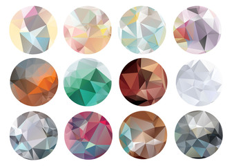 Set of abstract crystal circles in polygon style