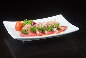 japanese cuisine. sashimi on the background