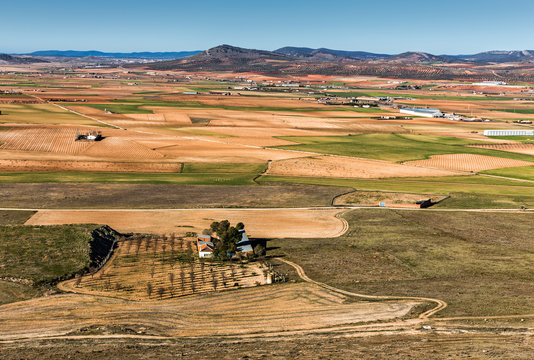Cultivated fields in Spain, near Consuegra.