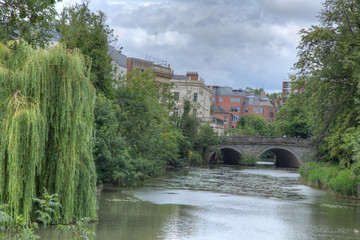 Fototapeta premium River Leam, Leamington-Spa, Warwickshire, England, United Kingdom