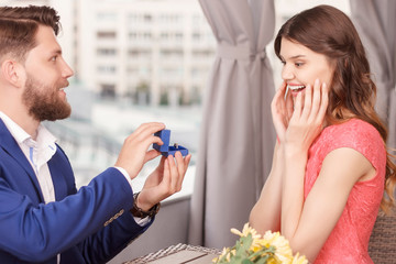 Man doing proposal to his girlfriend 