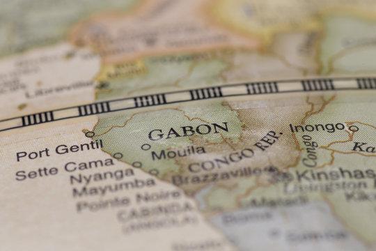 Macro globe map detail of Gabon