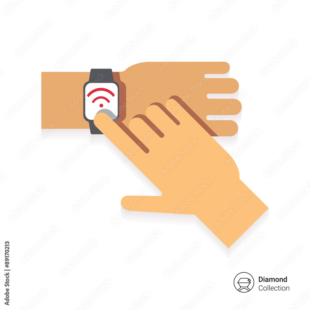 Poster touching smartwatch display