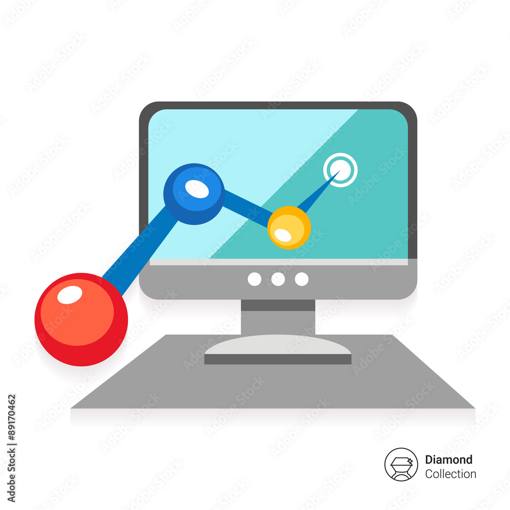 Poster computer monitor with line graph