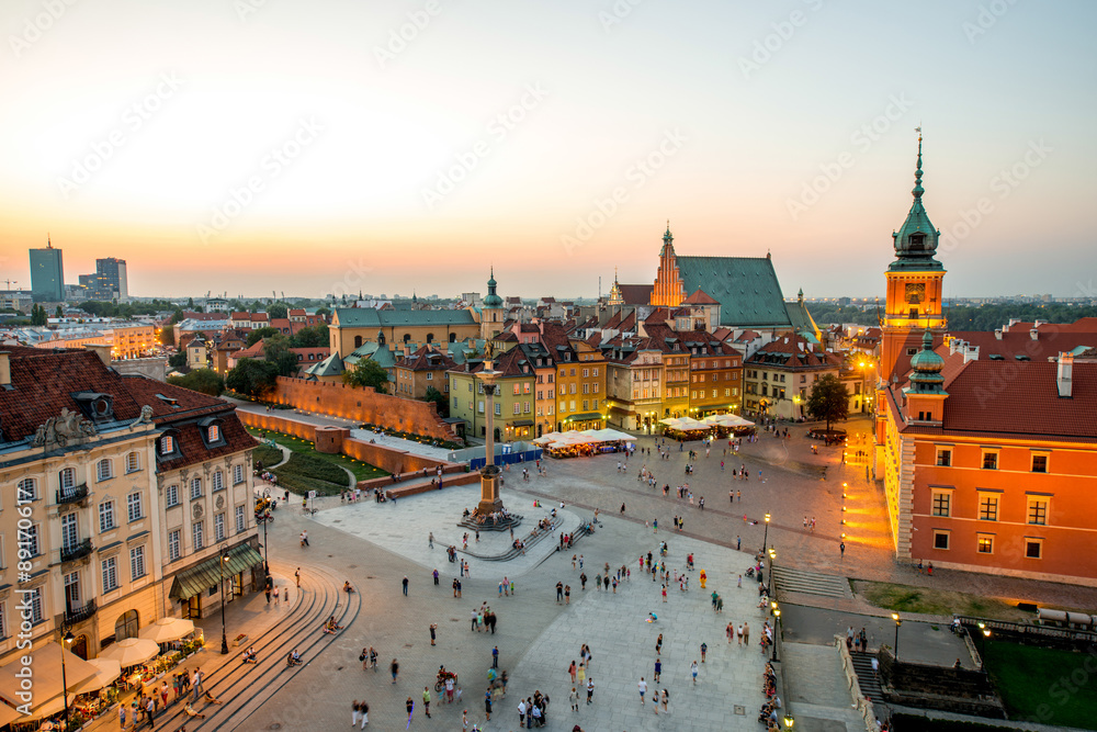 Wall mural Top view of the old town in Warsaw