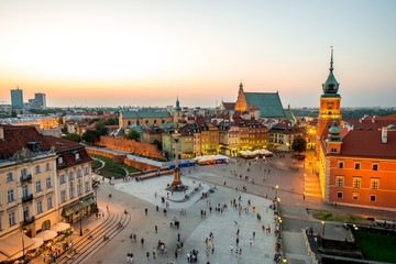 Panele Szklane  Widok z góry na stare miasto w Warszawie