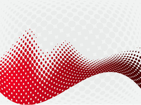 Abstract halftone shape red background