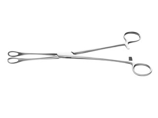 stainless steel surgical forceps isolated on white background, with clipping path