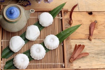 Mochi japanese dessert patties soybeans of delicious.
