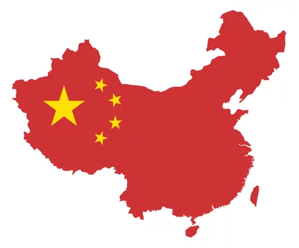 Peoples Republic of China Flag in Map Vector Illustration