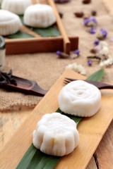 Mochi japanese dessert patties soybeans of delicious.