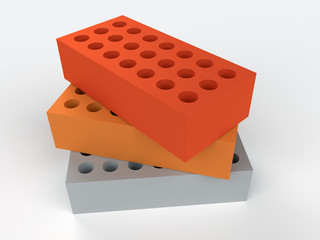 Three bricks. Construction concept