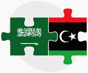 Saudi Arabia and Libya Flags