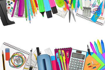 school / office supplies on white background