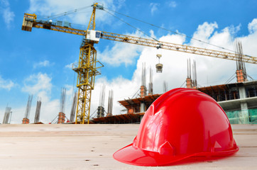 Construction site with crane and building
