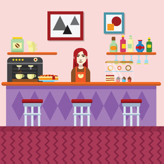 Bakery and coffee shop. Cafe interior.