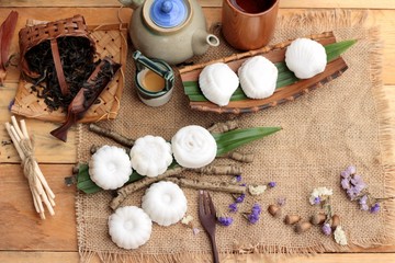Mochi japanese dessert patties soybeans of delicious.