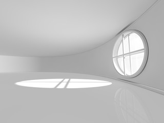 large empty room with windows 3D rendering