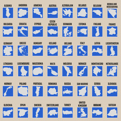 Naklejka premium Duży zestaw wektorowy wszystkich państw Europy