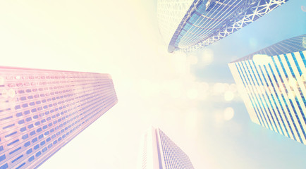 Skyscrapers of Shinjuku, Tokyo, looking up