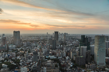 Fototapeta na wymiar Sunset over Tokyo, Japan capital city