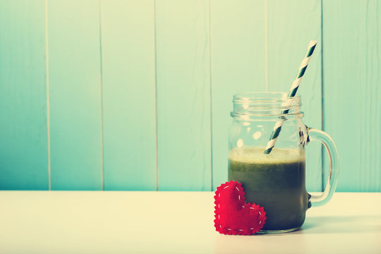 Green vegetable smoothie made with love