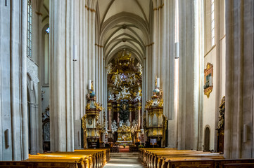 Fototapeta na wymiar Interior of catholic church of Zwettl Abbey, Lower Austria