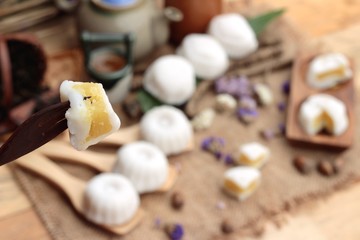 Mochi japanese dessert patties soybeans of delicious.