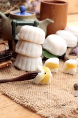 Mochi japanese dessert patties soybeans of delicious.