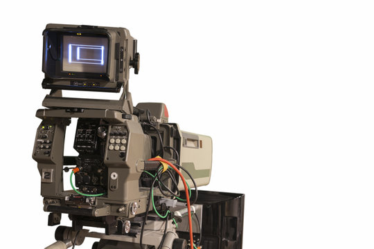 A television camera in a studio