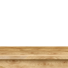Empty table of light brown wooden planks