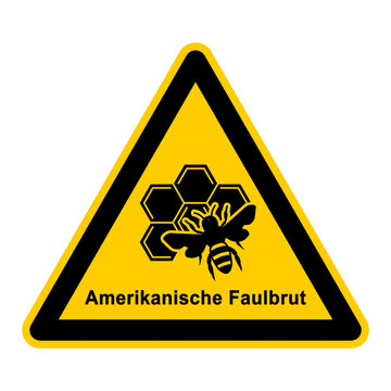 wso193 WarnSchildOrange - dfb dfb6 DangerForBees Bienenkrankheit - Amerikanische Faulbrut AFB - g3878