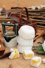 Mochi japanese dessert patties soybeans of delicious.