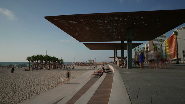 Tel Aviv city Israel beach board walk time lapse