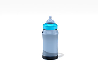 blue baby bottle isolated on white background