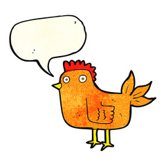 cartoon hen with speech bubble