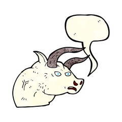 cartoon angry bull head with speech bubble