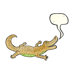 Naklejka premium cartoon crocodile with speech bubble