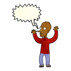 cartoon mean man with speech bubble