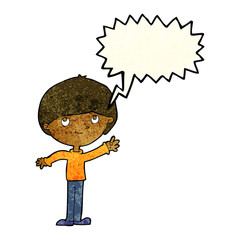 cartoon happy boy with speech bubble