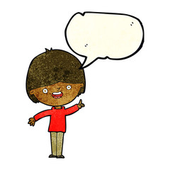 Obraz na płótnie Canvas cartoon happy boy with speech bubble