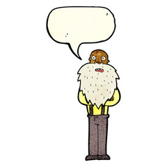 cartoon bearded old man with speech bubble
