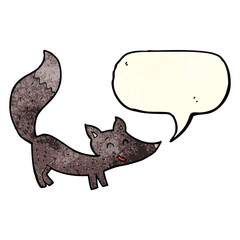 cartoon little wolf cub with speech bubble