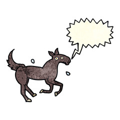 cartoon horse sweating with speech bubble