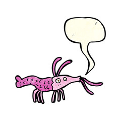 cartoon shrimp with speech bubble
