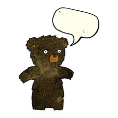 cute cartoon black bear with speech bubble