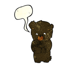 cute cartoon black bear with speech bubble