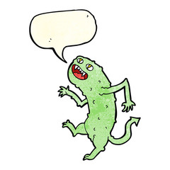 cartoon monster with speech bubble
