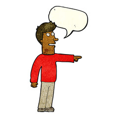 cartoon man pointing with speech bubble